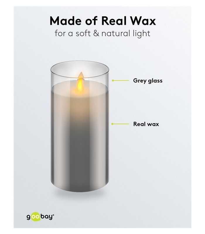 Lumanare Led Real Wax Din Sticla 75x15cm 3x Aaa Goobay 60372