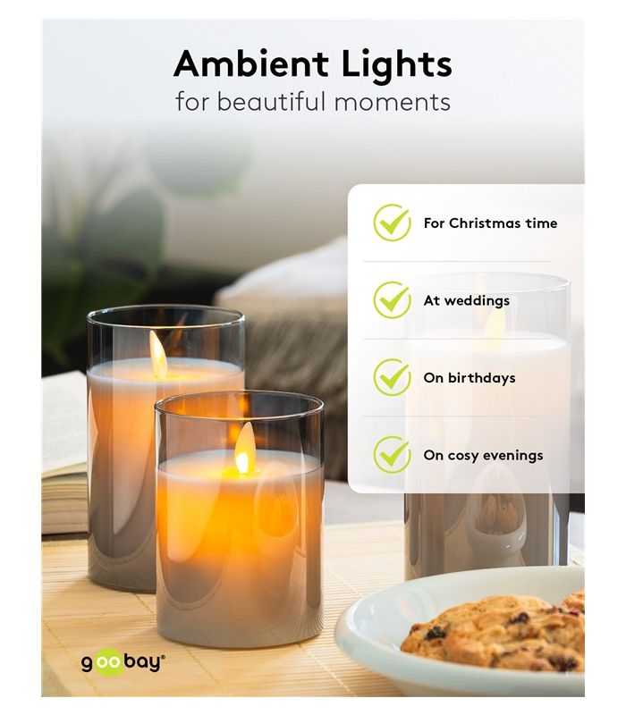 Lumanare Led Real Wax Din Sticla 75x15cm 3x Aaa Goobay 60372