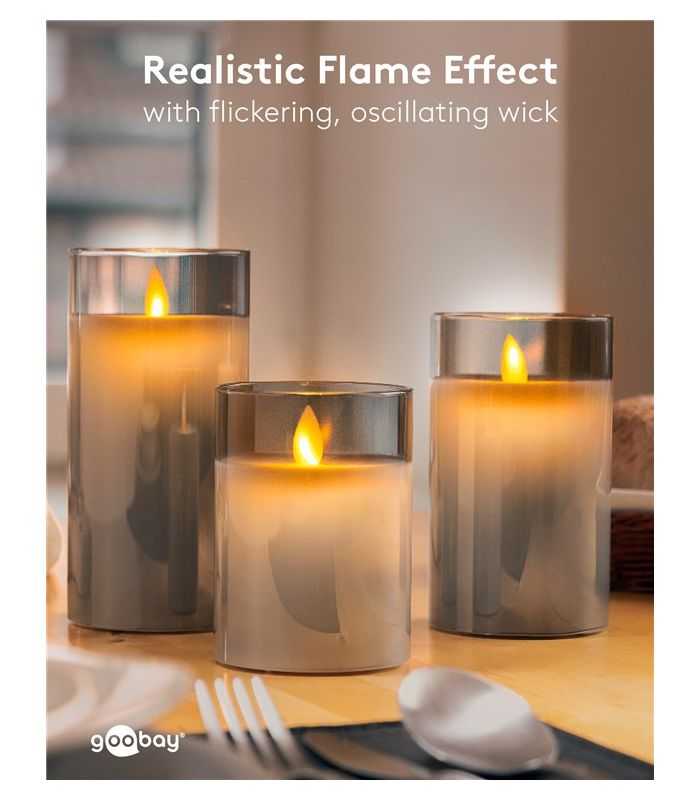 Lumanare Led Real Wax Din Sticla 75x15cm 3x Aaa Goobay 60372