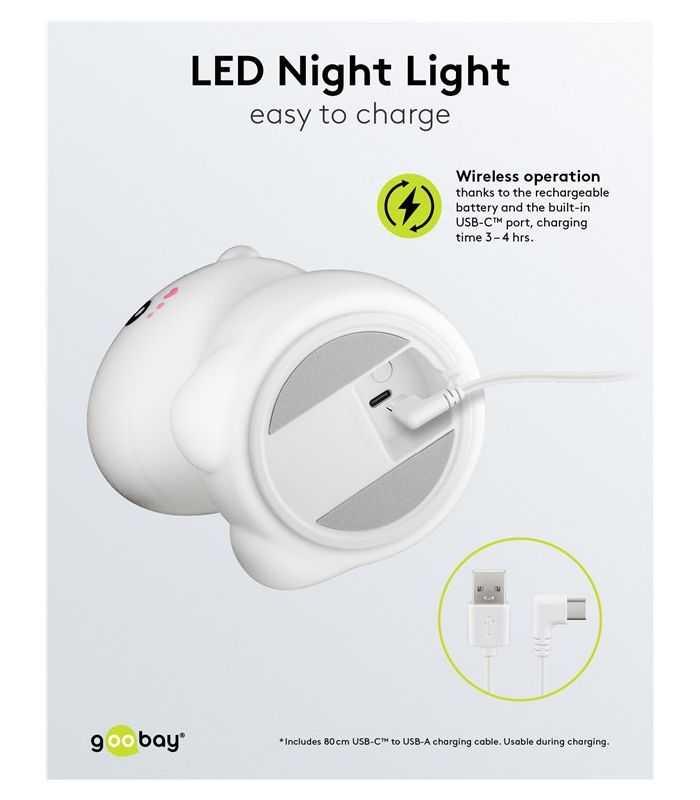 Lumina De Noapte Cu Led Unicorn 7 Culori 3 Moduri Lumina Cu Acumulator Goobay 61649