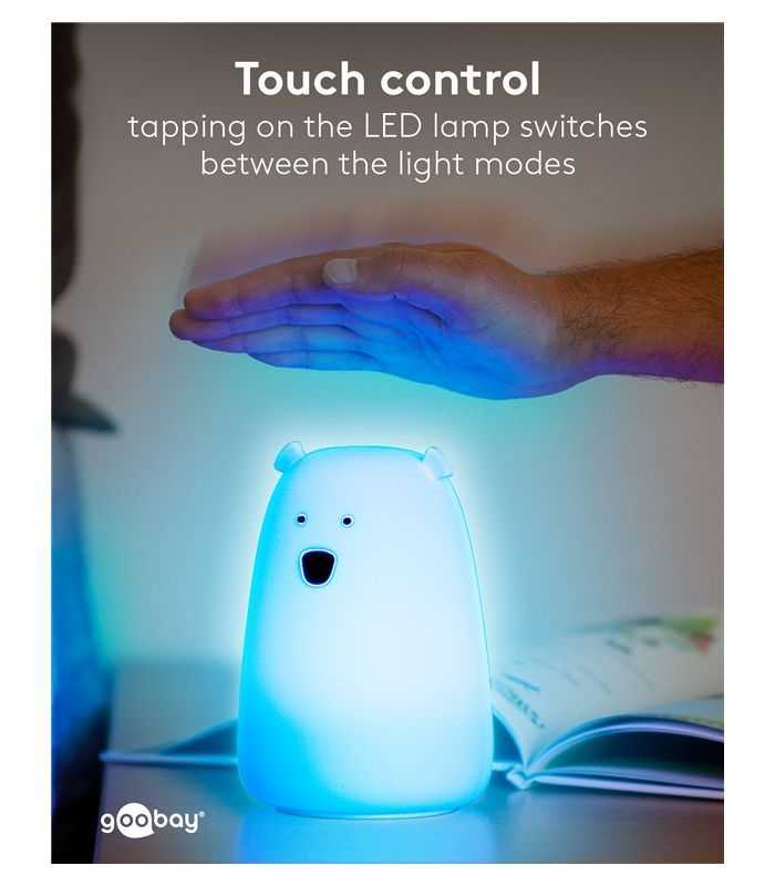 Lumina De Noapte Cu Led Ursul Polar 7 Culori 3 Moduri Lumina Cu Acumulator Goobay 61647