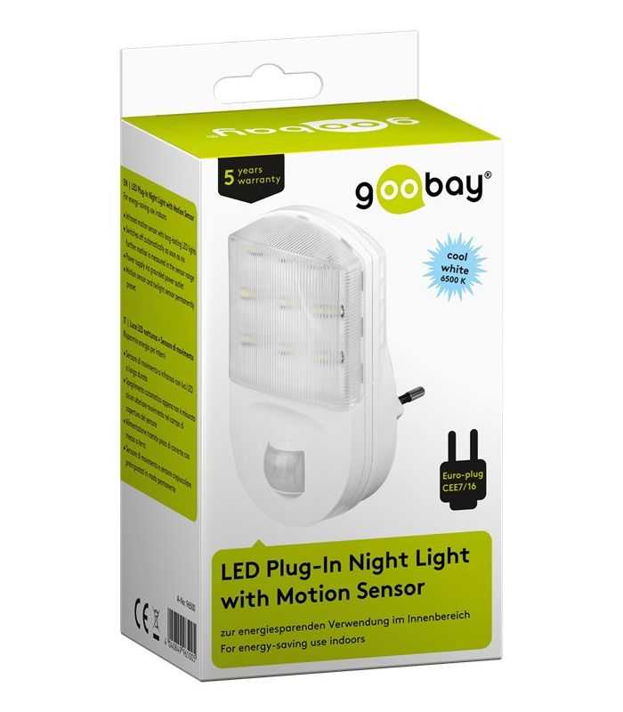 Lumina De Noapte Led 11w Alb Rece 6400k Cu Detector De Miscare 5m Pir 230v Alb 96500 Goobay