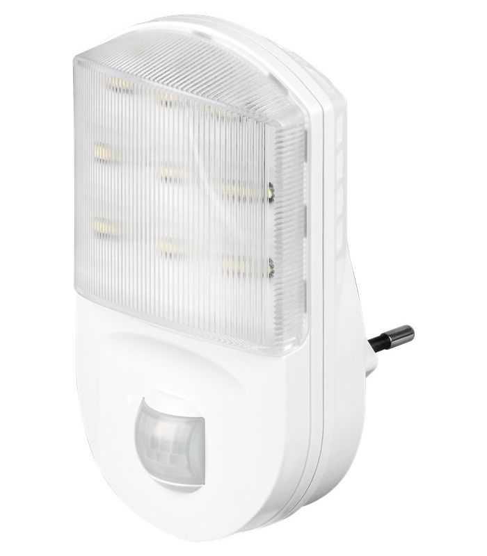 Lumina de noapte LED 1.1W alb rece 6400K cu detector de miscare 5m PIR 230V alb 96500 Goobay