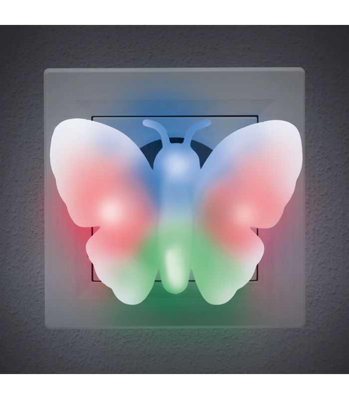 Lumina de veghe model fluture multicolor 7 LED 1W 240V 72x53x25 mm Phenom