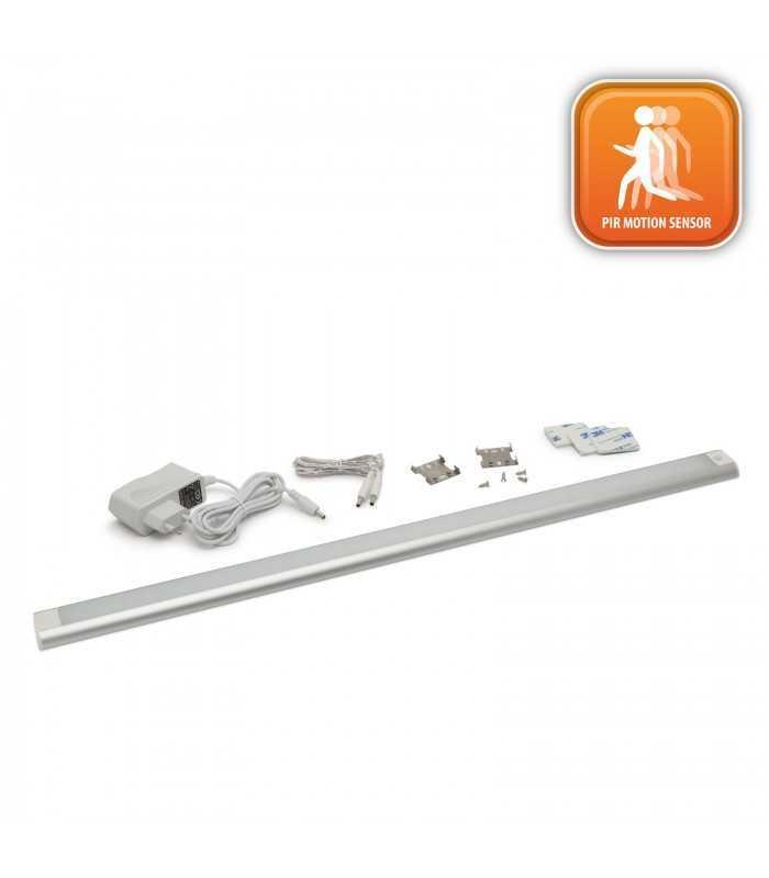 lumina led ultraslim cu senzor de miscare pir 9w 4000k 675lm 600x40x15mm phenom 2