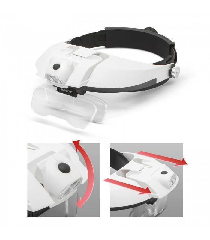 lupa de cap cu iluminare 2x led cu lentila dubla 1x 15x 2x 25x 35x handy 3