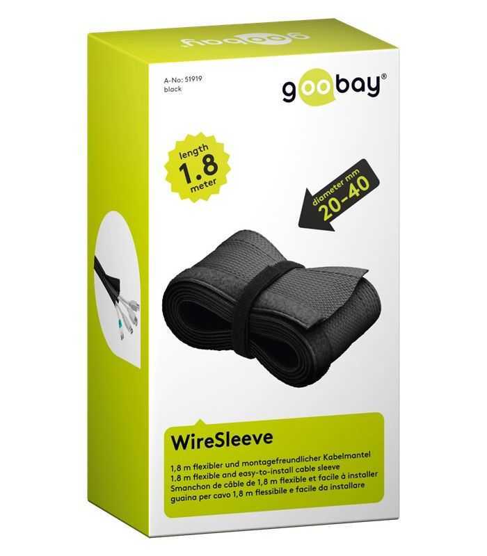 Manson de cabluri 1.8m textil flexibil 20-40mm negru Goobay