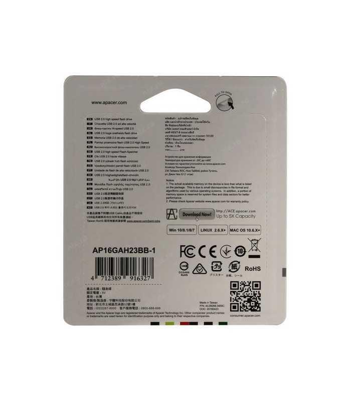 memorie flash usb 20 16gb negru apacer ah23b 5