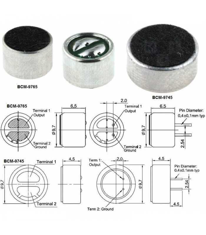 microfon 97x45mm 22kohm 600ua 15 10v microfon condensator bestar bcm9745 44 1