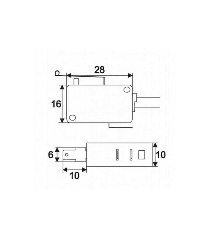 microinterupator 1 circuit 16a 250v on on cu lamela 30mm si rola 28x16x10mm 09009 1