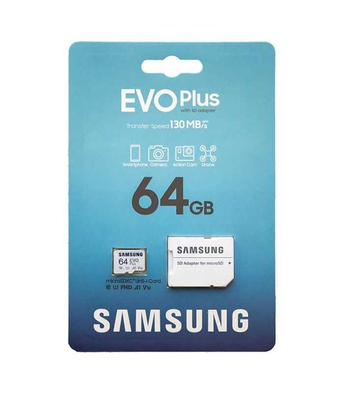 Microsdhc Uhs 1 Card Adaptor Sd 64gb 130mb S Evo Plus Samsung Mb Mc64ka Eu
