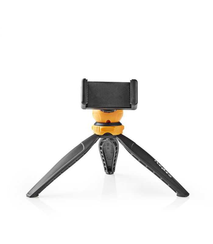 Mini Trepied Ajustabil Pentru Fixarea Telefonului Mobil Max 15kg 16cm Negru Portocaliu Nedis Acmt10bk