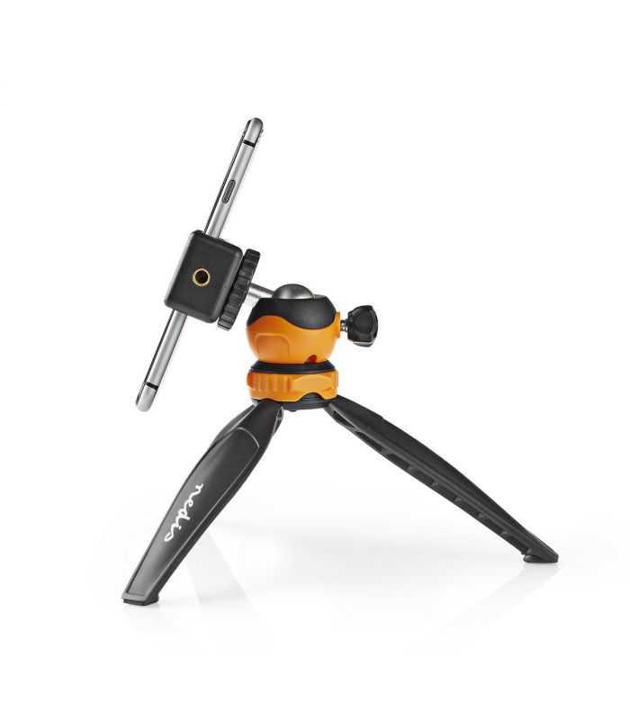 Mini Trepied Ajustabil Pentru Fixarea Telefonului Mobil Max 15kg 16cm Negru Portocaliu Nedis Acmt10bk