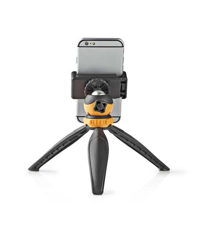 Mini Trepied Ajustabil Pentru Fixarea Telefonului Mobil Max 15kg 16cm Negru Portocaliu Nedis Acmt10bk