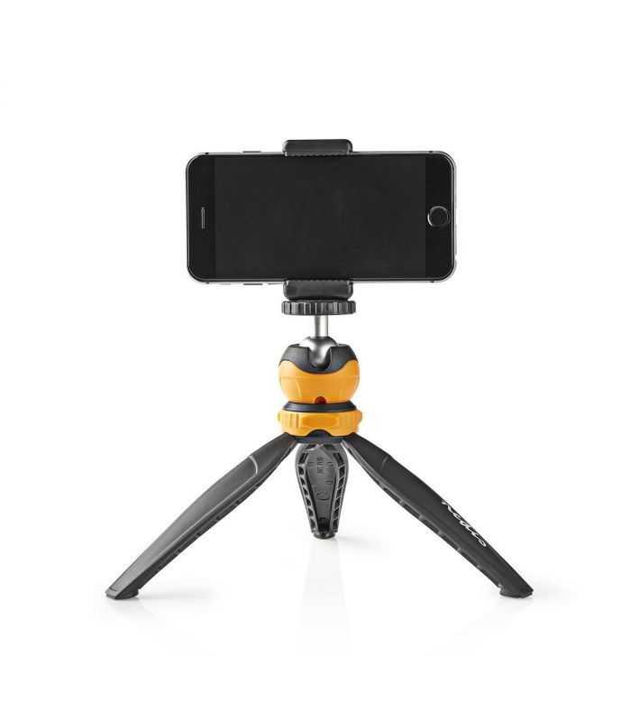 Mini Trepied Ajustabil Pentru Fixarea Telefonului Mobil Max 15kg 16cm Negru Portocaliu Nedis Acmt10bk
