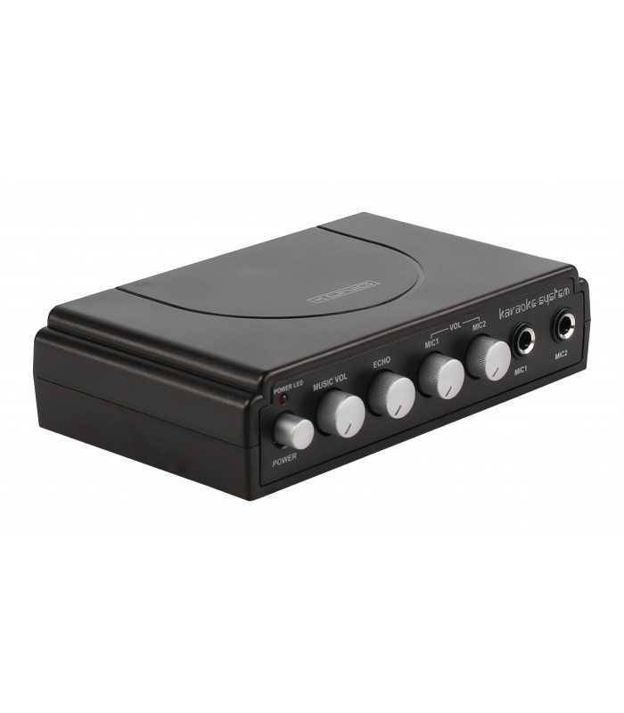 mixer karaoke cu 2 microfoane negru konig 2