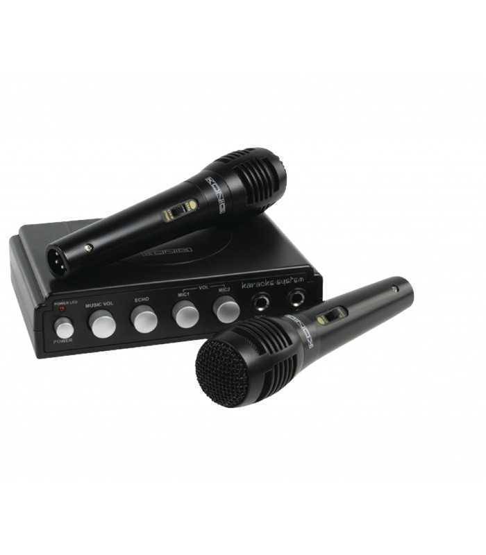 mixer karaoke cu 2 microfoane negru konig 4