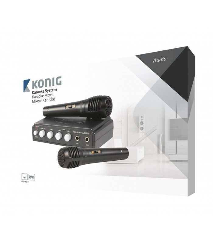 mixer karaoke cu 2 microfoane negru konig 5