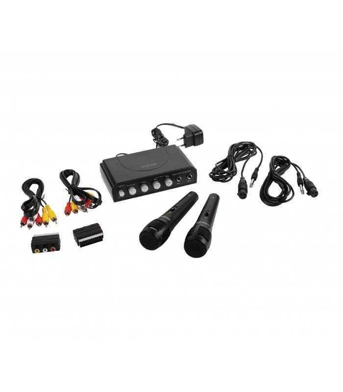 mixer karaoke cu 2 microfoane negru konig 7