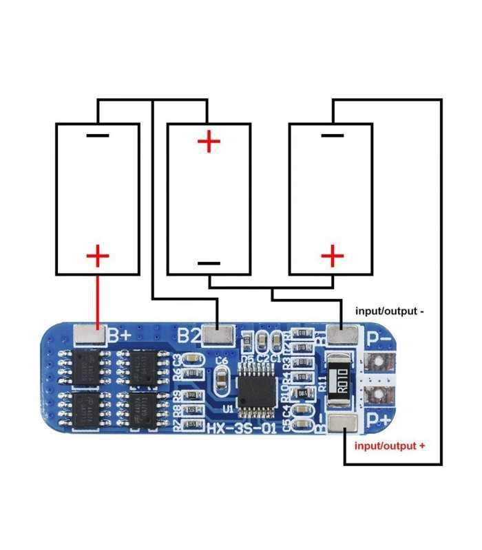 modul protectie incarcare 3x 18650 li ion 10a bms 3s 2