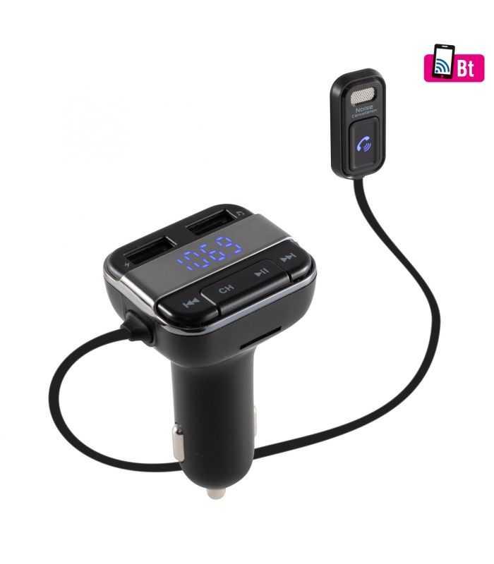 Modulator FM 5in1 difuzor BT +modulator FM +incarcator rapid USB dublu +player muzica +voltmetru baterie auto