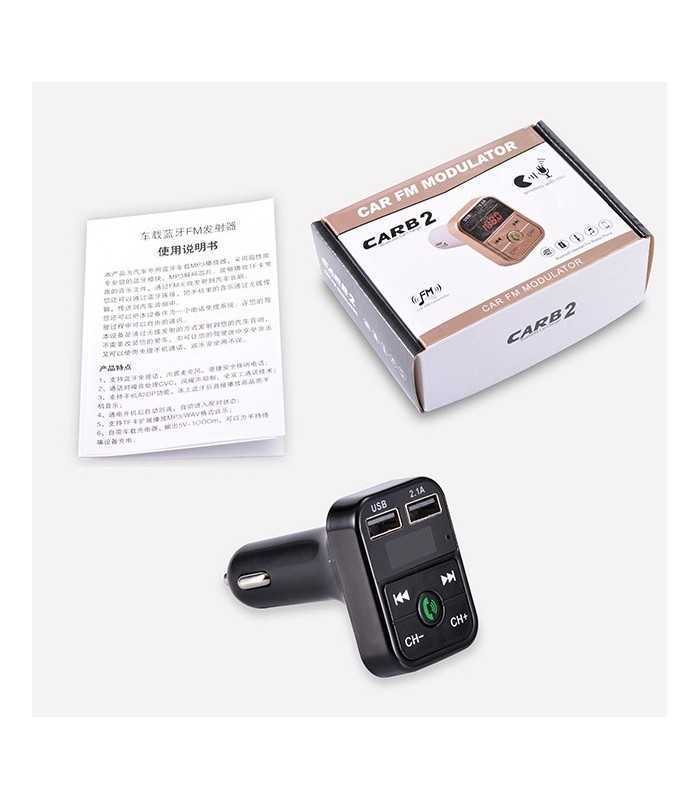 modulator fm auto 12 24vcc 2x usb 21a cu afisaj led bluetooth v42 edr 1