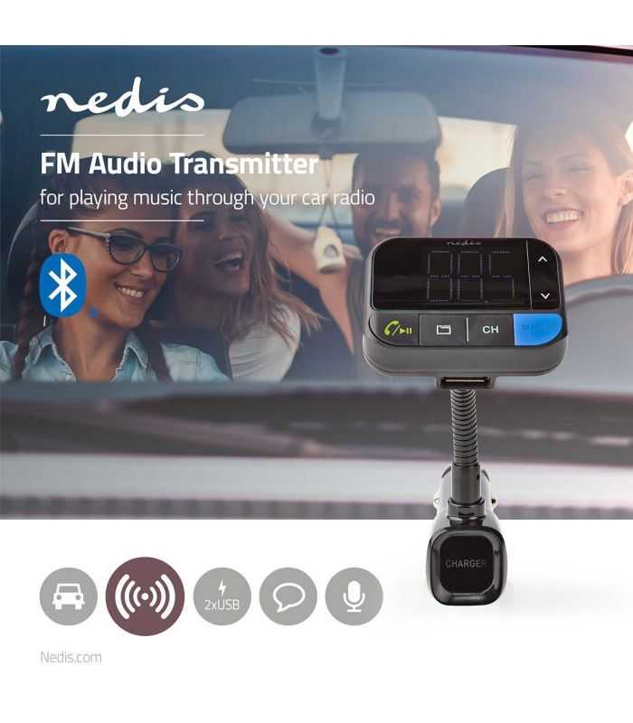 modulator fm nedis bluetooth microsd hands free control vocal 2x usb 1