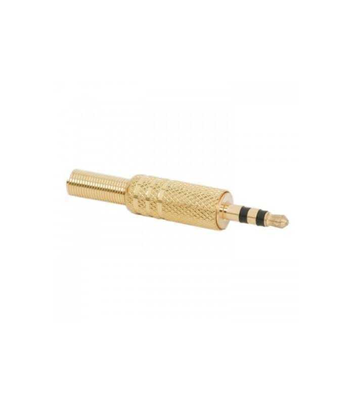 Mufa 3.5 mm stereo tata metal aurit cu protector cablu
