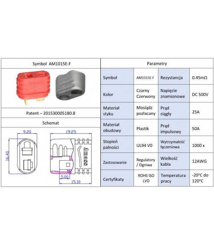 mufa alimentare dc mama pin 2 pe cablu lipite 25a am 1015 amass 1
