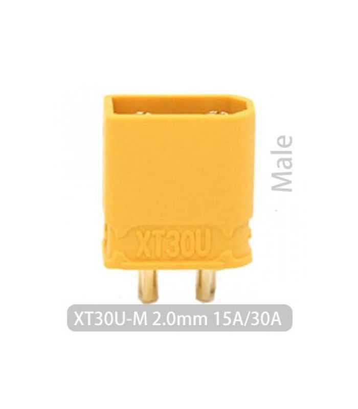 mufa alimentare dc xt30 tata 2 pini pe cablu lipite 15a 500v amass xt30u m 2