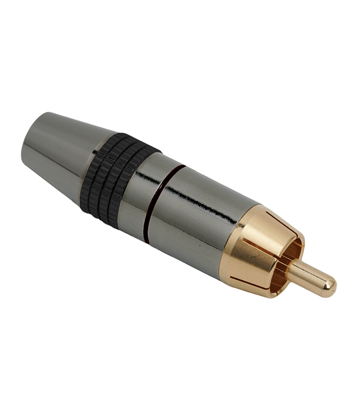 Mufa audio RCA tata contact aurit cablu 8mm inel negu