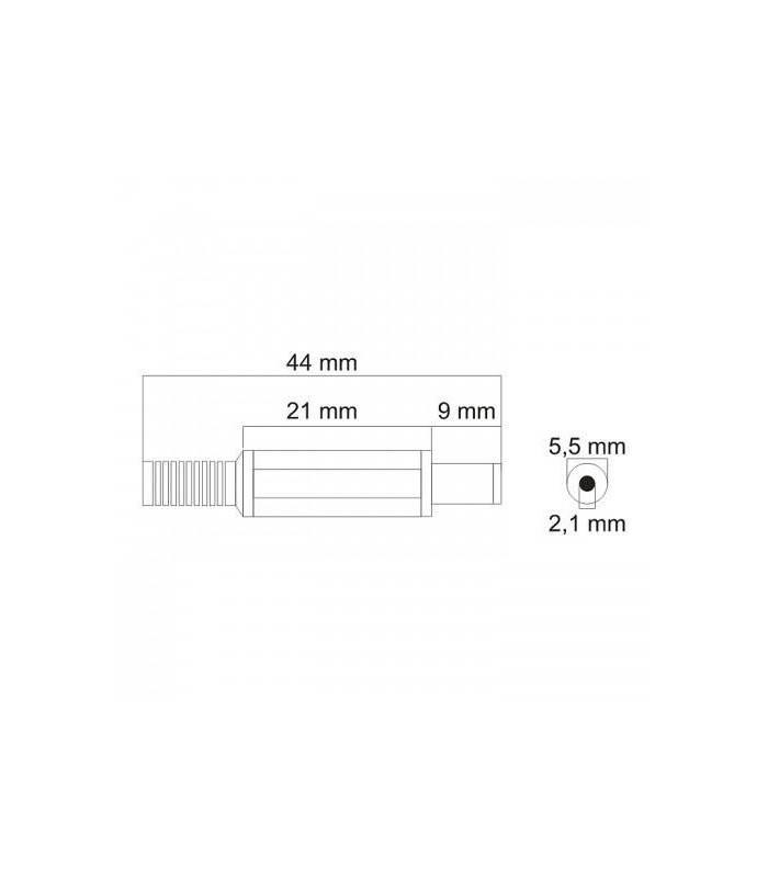 mufa dc 21x55mm tata pin 9mm cu protector cablu goobay 1