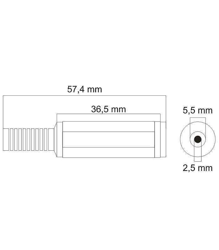mufa dc cu protector 55x25 mm mama pe fir 2