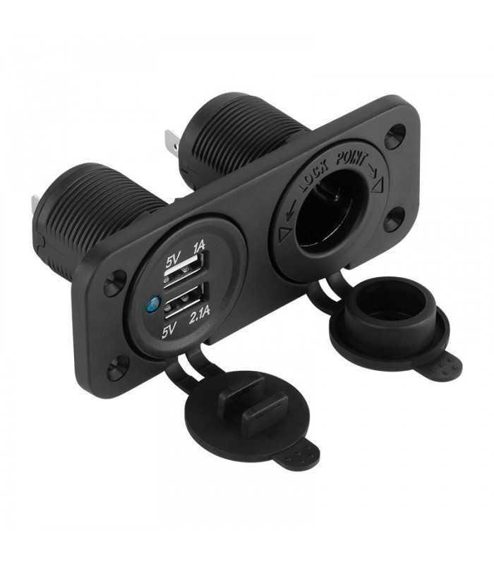 Mufa montaj auto pe panou incarcare 2x USB 3.1A(2A+1A) +1x Bricheta Peiying