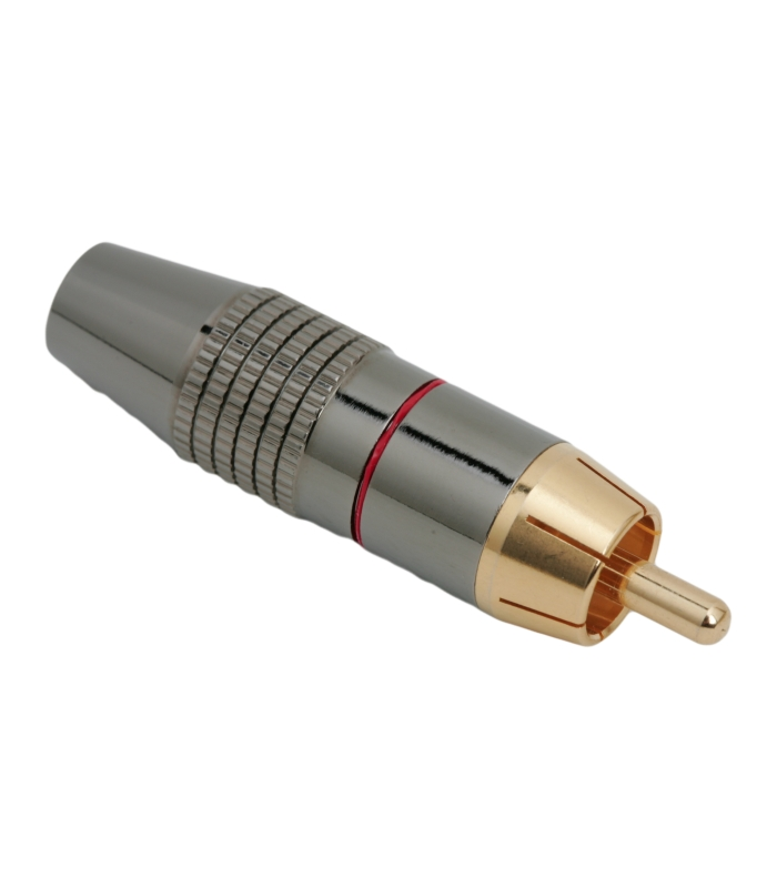 Mufa RCA contact aurit cablu 6mm cu inel rosu