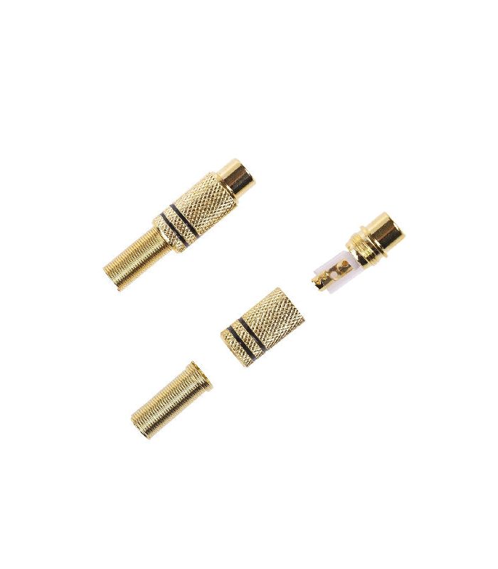 Mufa RCA mama metal auriu inel negru