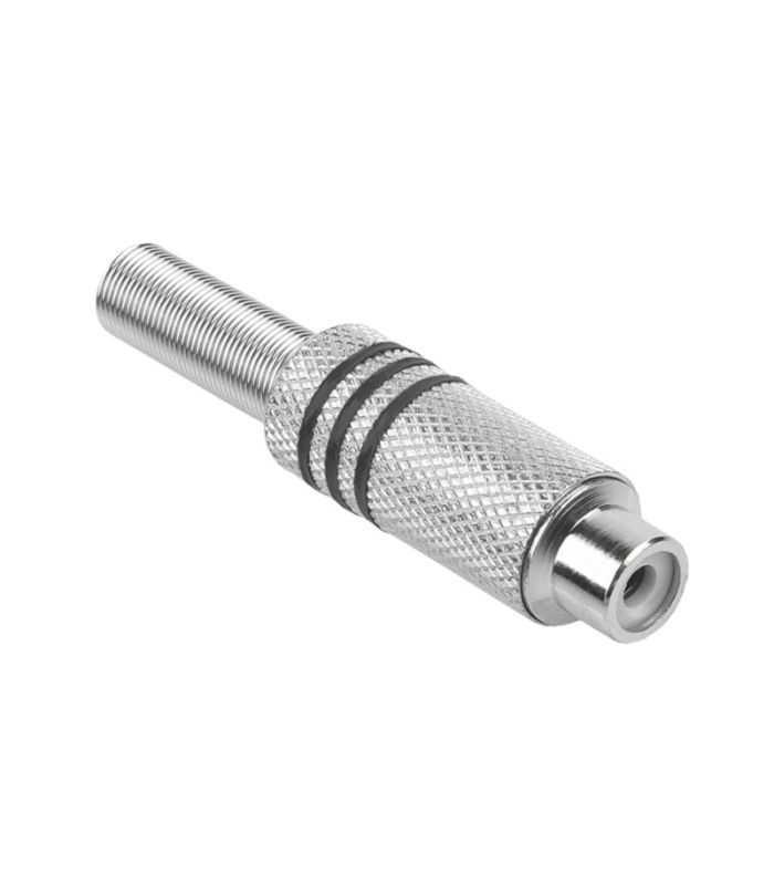 Mufa RCA mama metal nichel inel negru 1buc