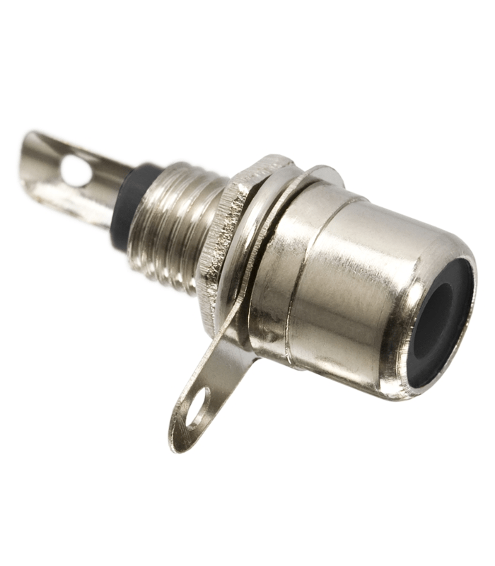 Mufa RCA mama panou nichelat negru