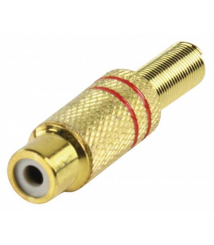 Mufa RCA mama protectie aurit metal inel rosu Valueline