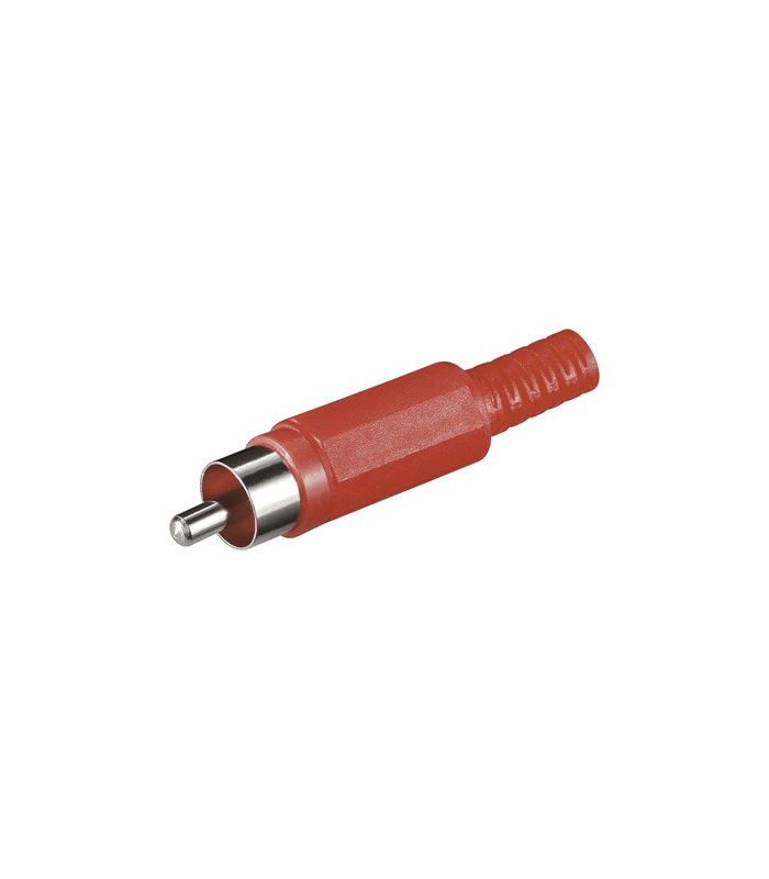 Mufa RCA tata cu protector cablu din plastic rosu Goobay