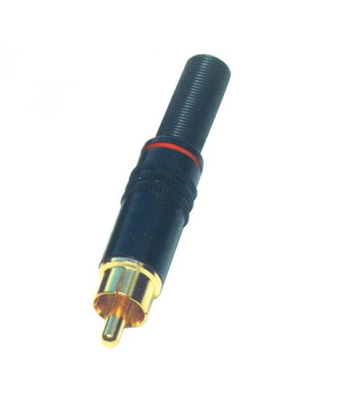 Mufa RCA tata metal aurit cu marcaj alb/negru HOME