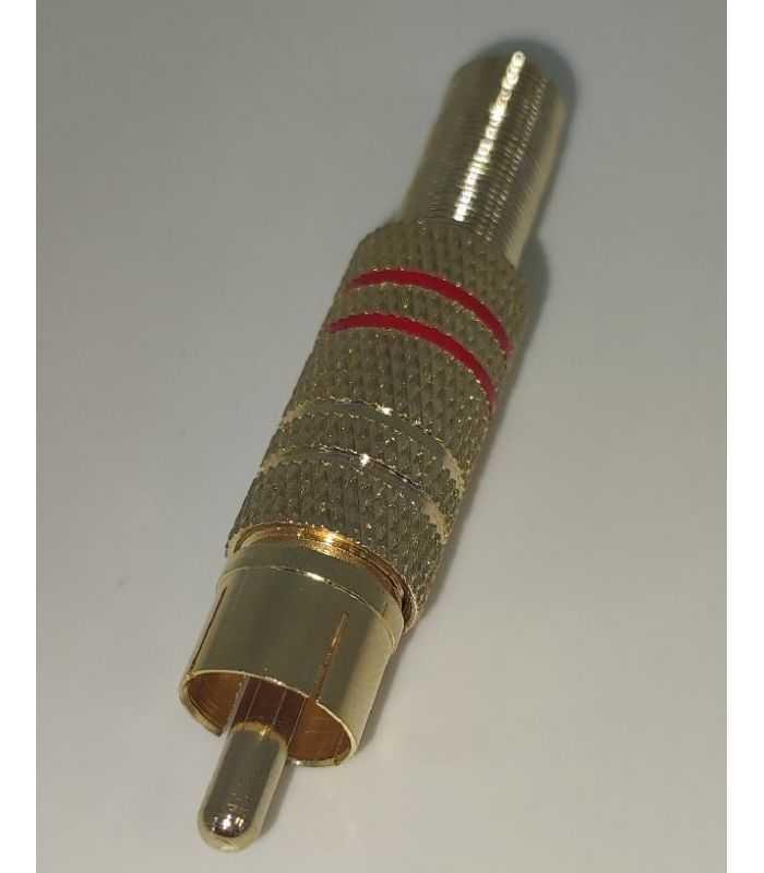 mufa rca tata metal inel rosu cablu 7mm goobay 1