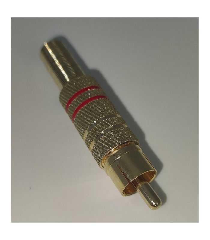 mufa rca tata metal inel rosu cablu 7mm goobay 2