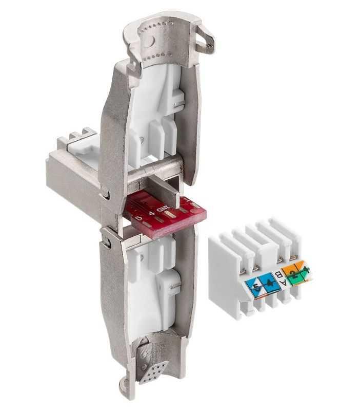 Mufa Tata Rj45 Cat6a Stp Metal Ecranata Cablu Max 9mm Awg 22 Awg 24 Montare Fara Cleste 38292 Goobay