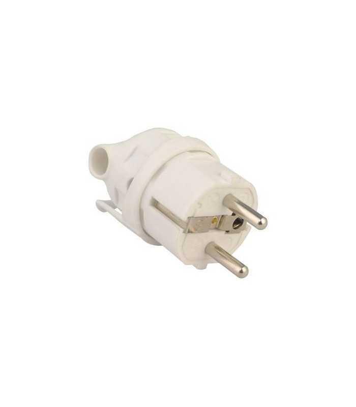Mufa tata Stecher Schuko cu inel de prindere iesire laterala alb 250V 16A Well