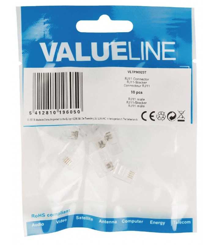 mufa telefonica conector transparent rj11 tata 6p4c set 10buc valueline 2