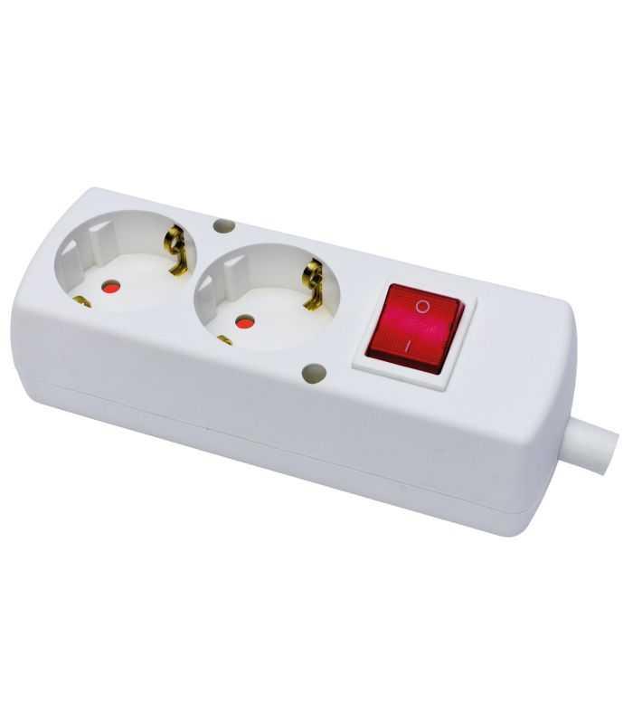 Multipriza 2 Prize Cu Intrerupator Fara Cablu Alimentare Alb Gn 270sws We Plastrol