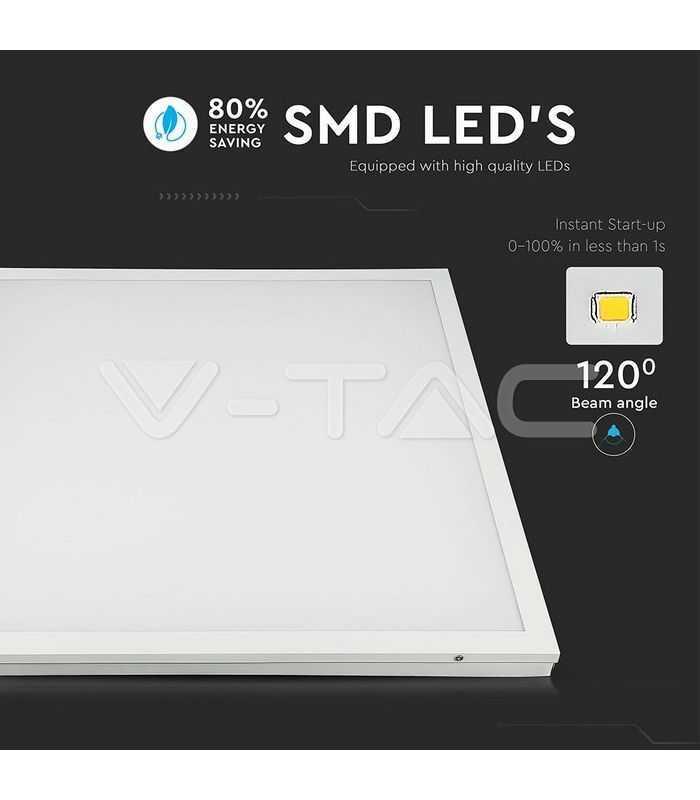 panou led 40w 4000lm aplicabil 60cm x 60cm 6500k alb rece ip20 v tac 6