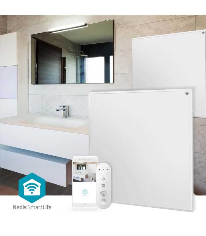 Panou Radiant Cu Infrarosu Nedis Wifi 350w Termostat Telecomanda Ip44 Alb 598x620x240mm Htip350wtw