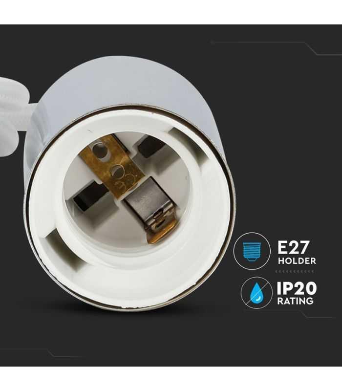 Pendul Tavan Soclu E27 Crom Alb Sku 3755 V Tac